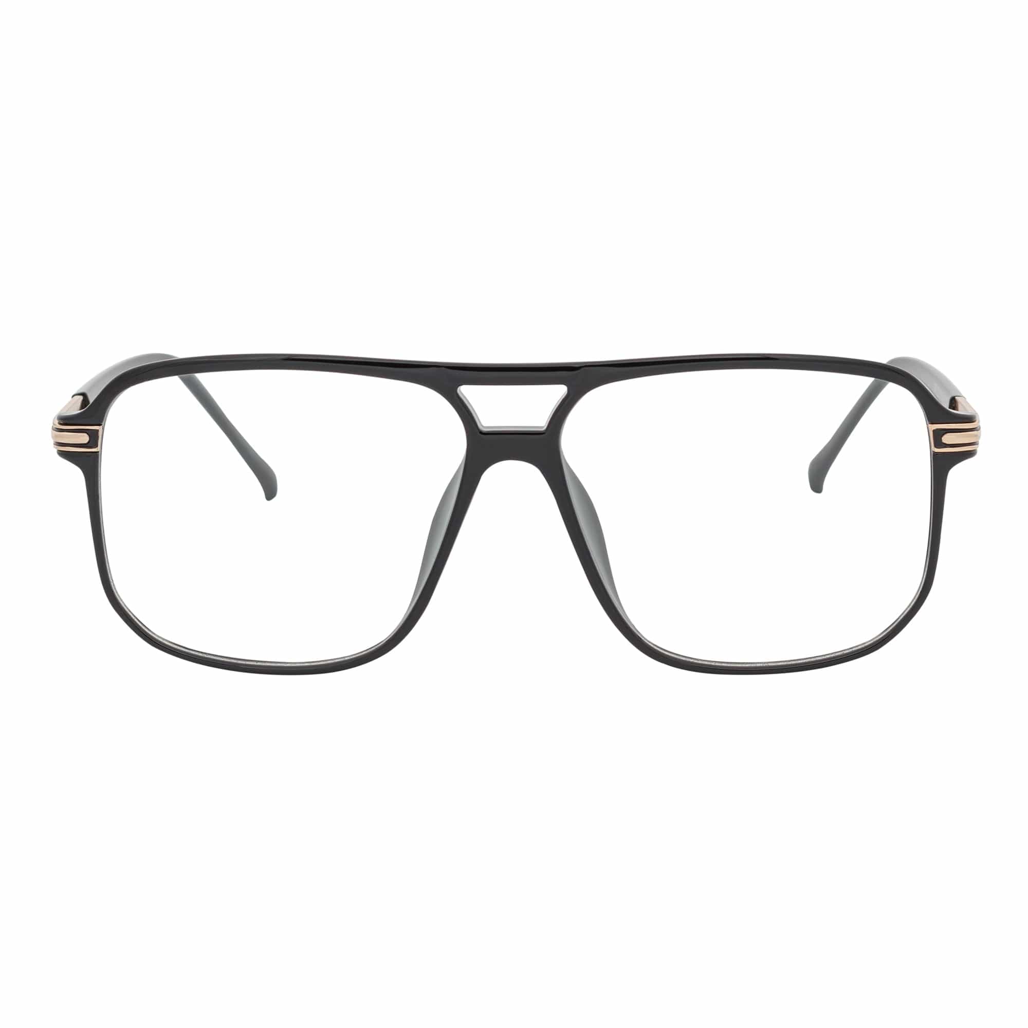 SHERMAN - Classic Square Flat Top Blue Light Glasses Gloss Black Clear Lens - MorspecsM1105-2