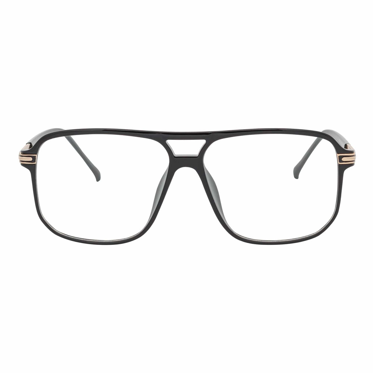 SHERMAN - Classic Square Flat Top Blue Light Glasses Gloss Black Clear Lens - MorspecsM1105-2