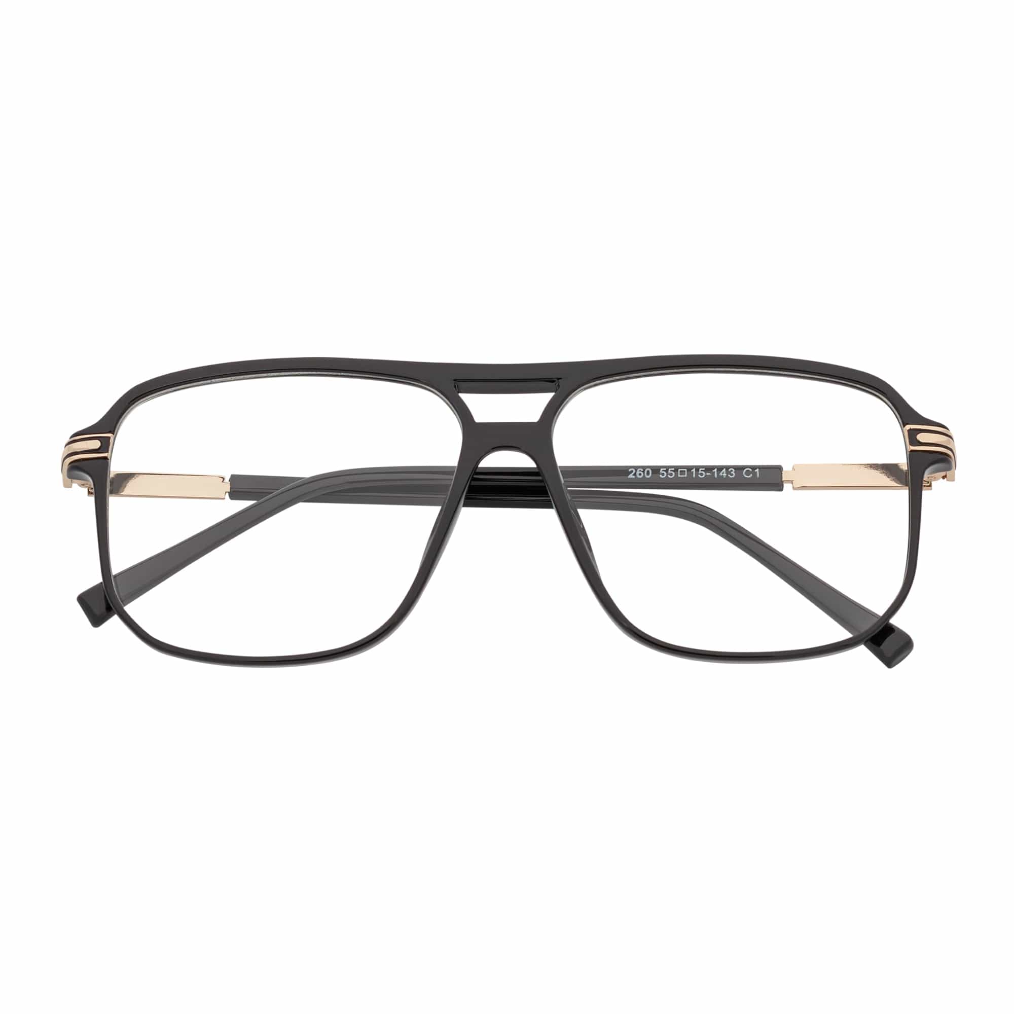 SHERMAN - Classic Square Flat Top Blue Light Glasses Gloss Black Clear Lens