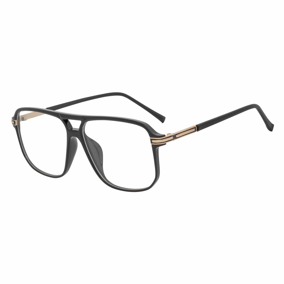 SHERMAN - Classic Square Flat Top Blue Light Glasses Gloss Black Clear Lens - MorspecsM1105-2