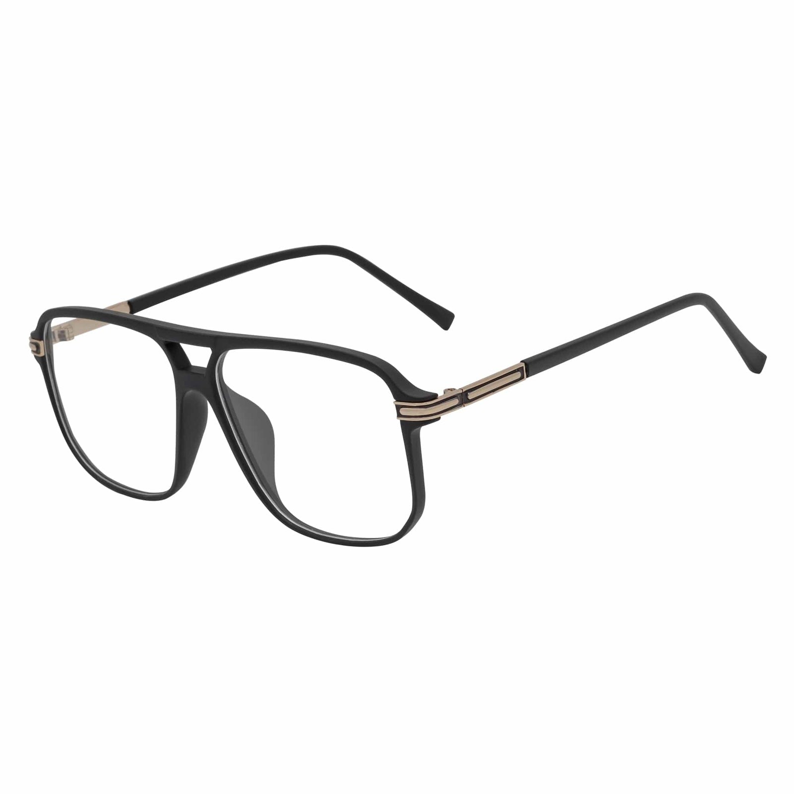 SHERMAN - Classic Square Flat Top Blue Light Glasses Matte Black Clear Lens
