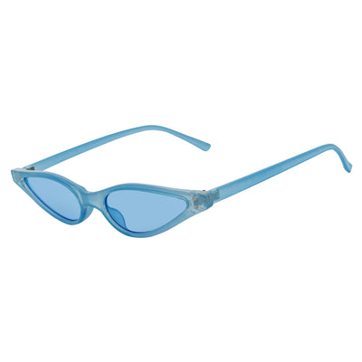 SIAMESE - Mid Century Small Slim Pointed Cat Eye Blue Sunglasses Blue Lens