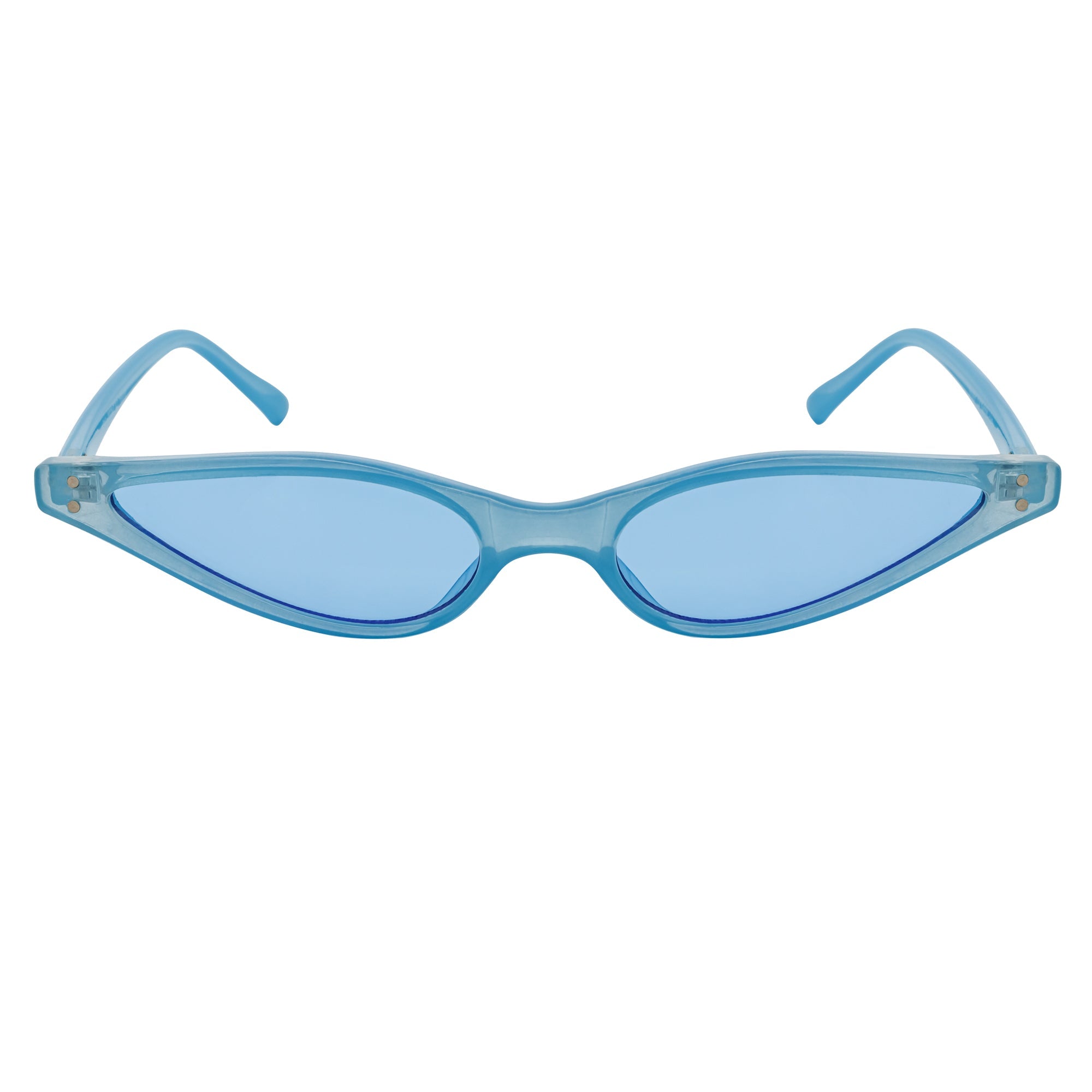 SIAMESE - Mid Century Small Slim Pointed Cat Eye Blue Sunglasses Blue Lens