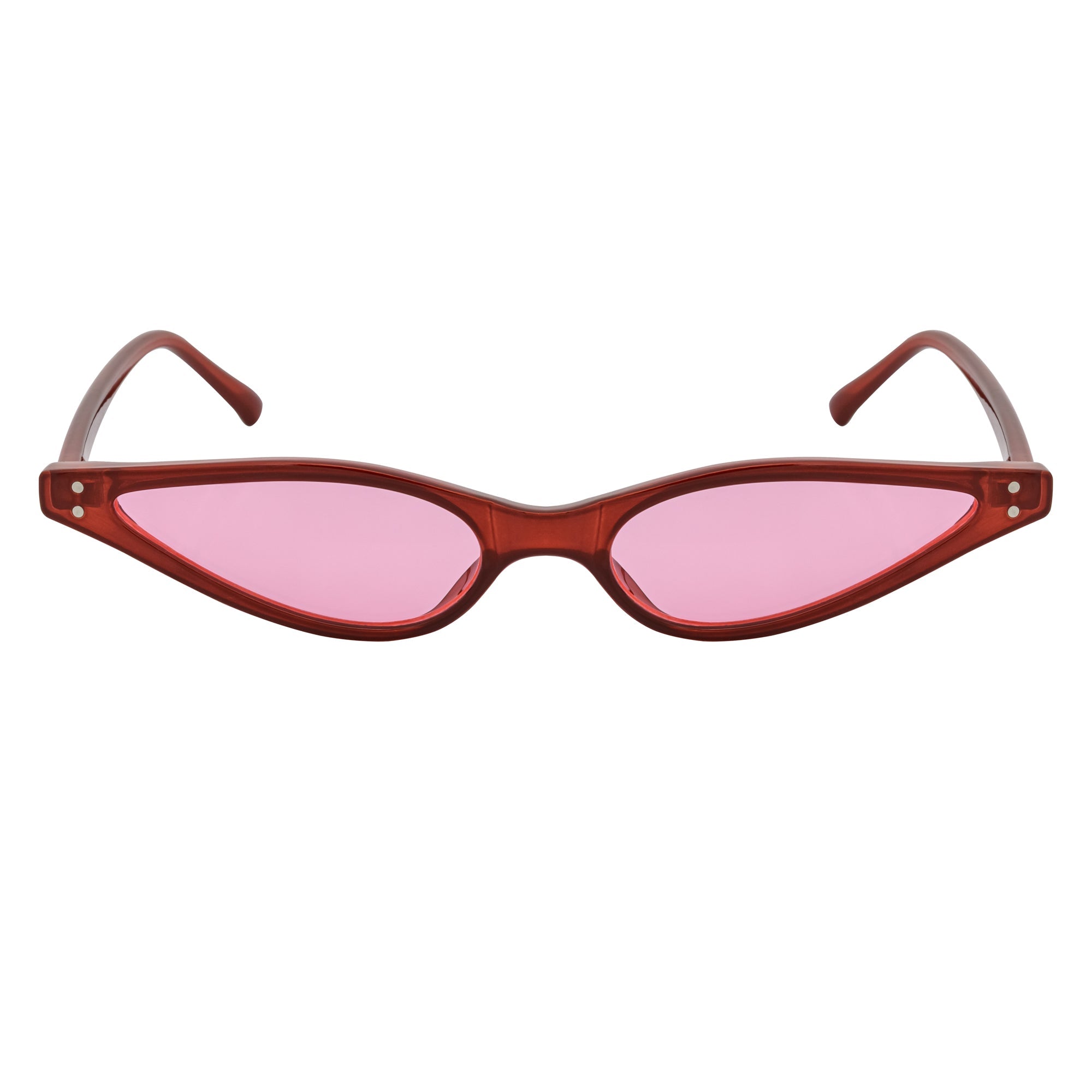 SIAMESE - Mid Century Small Slim Pointed Cat Eye Red Sunglasses Red Lens