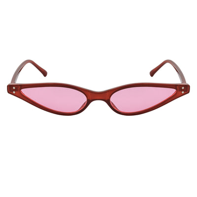 SIAMESE - Mid Century Small Slim Pointed Cat Eye Red Sunglasses Red Lens