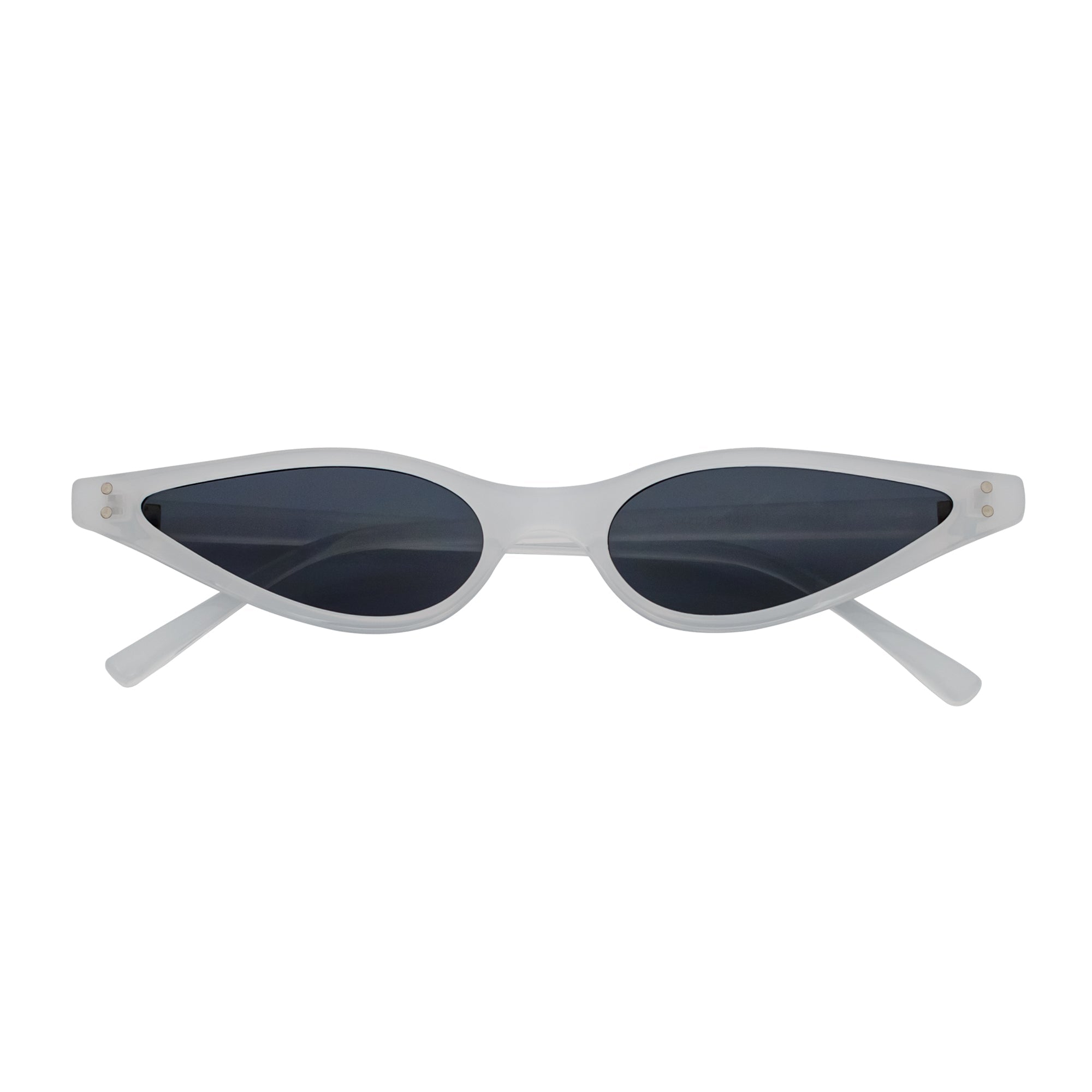 SIAMESE - Mid Century Small Slim Pointed Cat Eye Sunglasses White Smoke Lens