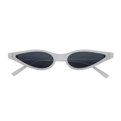 SIAMESE - Mid Century Small Slim Pointed Cat Eye Sunglasses White Smoke Lens
