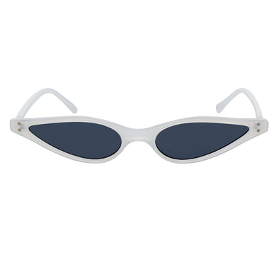 SIAMESE - Mid Century Small Slim Pointed Cat Eye Sunglasses White Smoke Lens