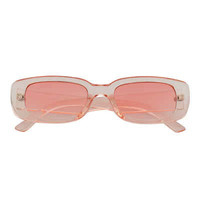 SLIM - Retro 90s Slim Small Rectangle Sunglasses Pink Pink Tint