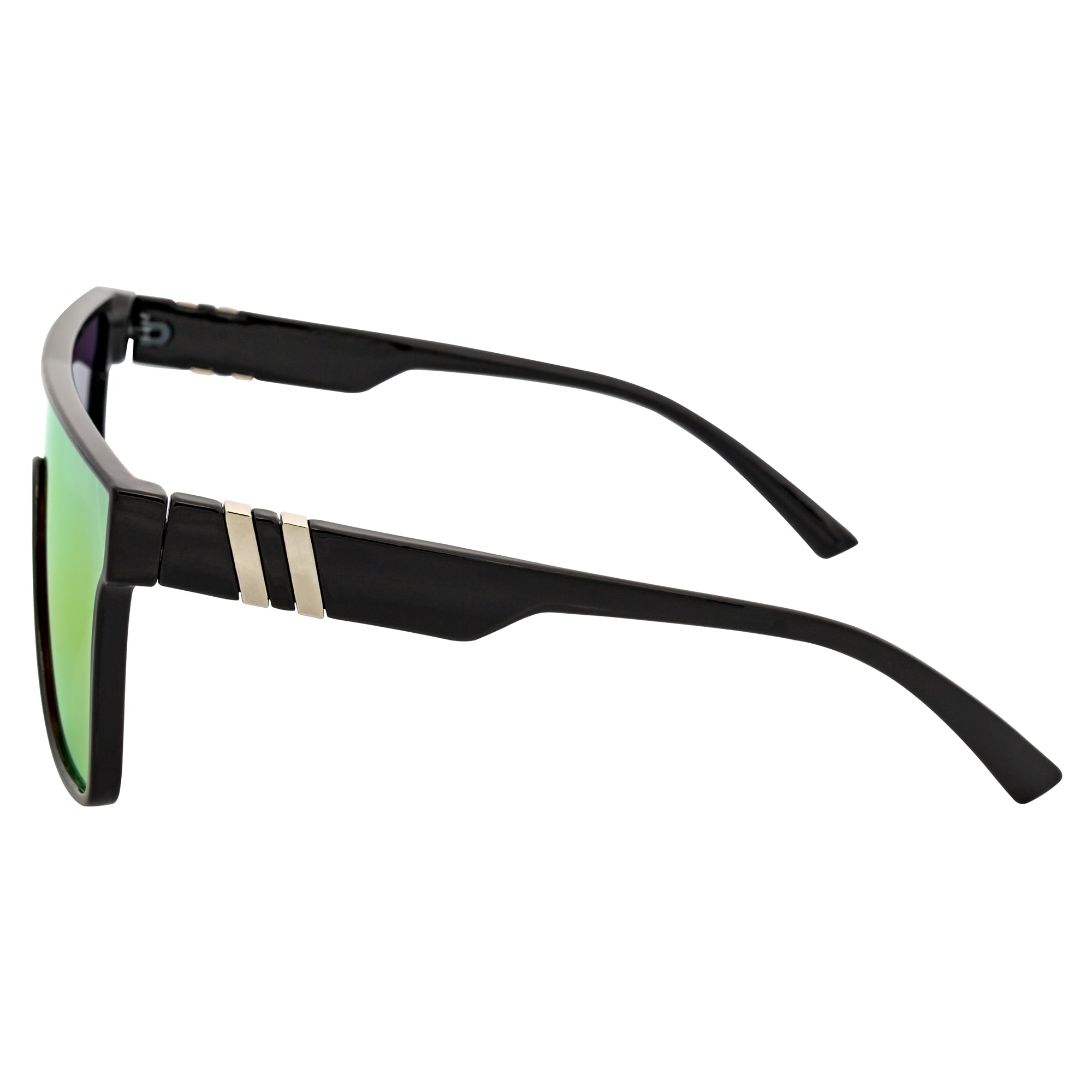 SYFY - Futuristic Square Flat Top Shield Sunglasses Black Orange Mirror