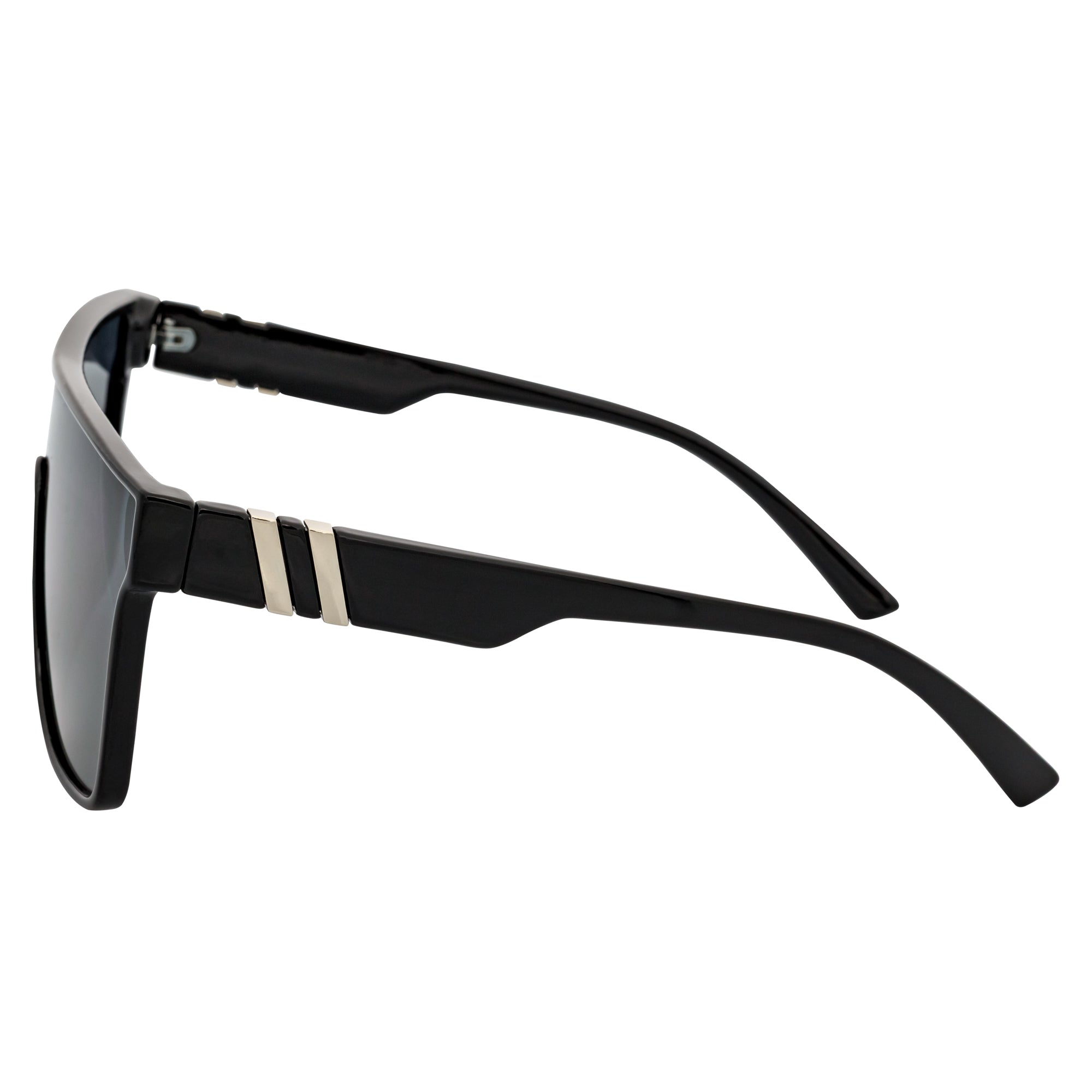 SYFY - Futuristic Square Flat Top Shield Sunglasses Black Smoke Lens