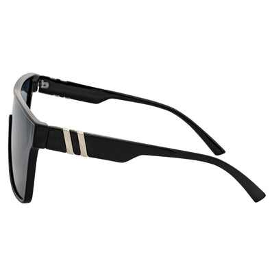 SYFY - Futuristic Square Flat Top Shield Sunglasses Black Smoke Lens