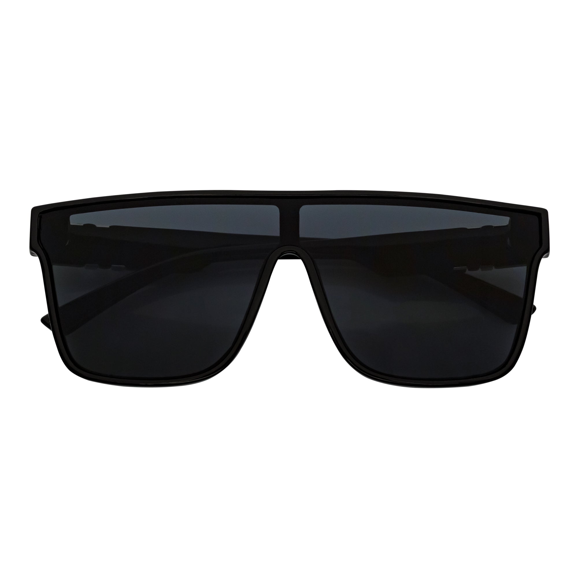 SYFY - Futuristic Square Flat Top Shield Sunglasses Black Smoke Lens