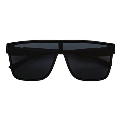 SYFY - Futuristic Square Flat Top Shield Sunglasses Black Smoke Lens