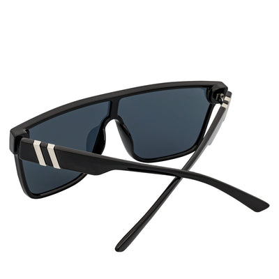 SYFY - Futuristic Square Flat Top Shield Sunglasses Black Smoke Lens