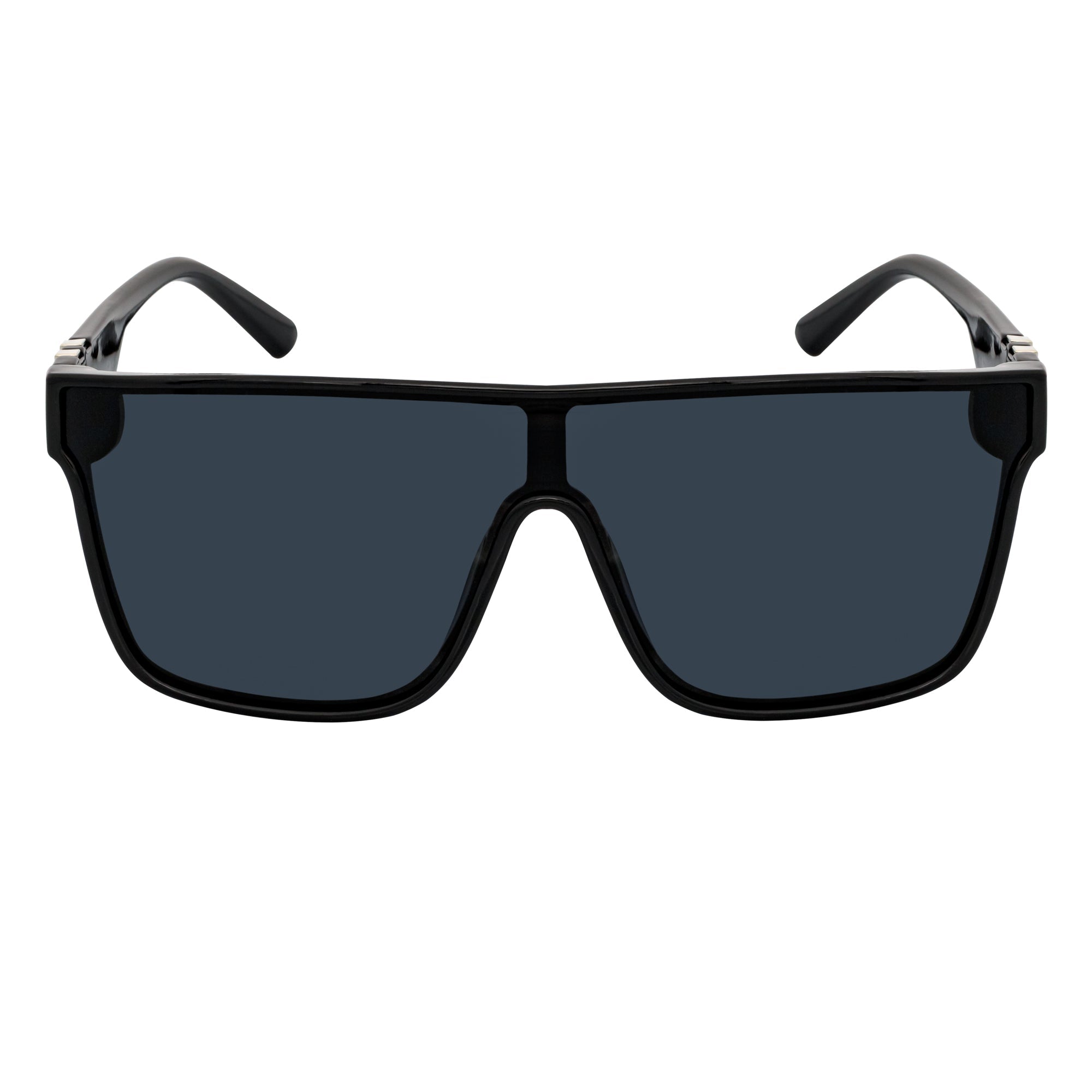 SYFY - Futuristic Square Flat Top Shield Sunglasses Black Smoke Lens