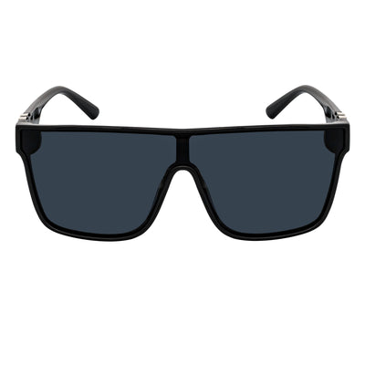 SYFY - Futuristic Square Flat Top Shield Sunglasses Black Smoke Lens