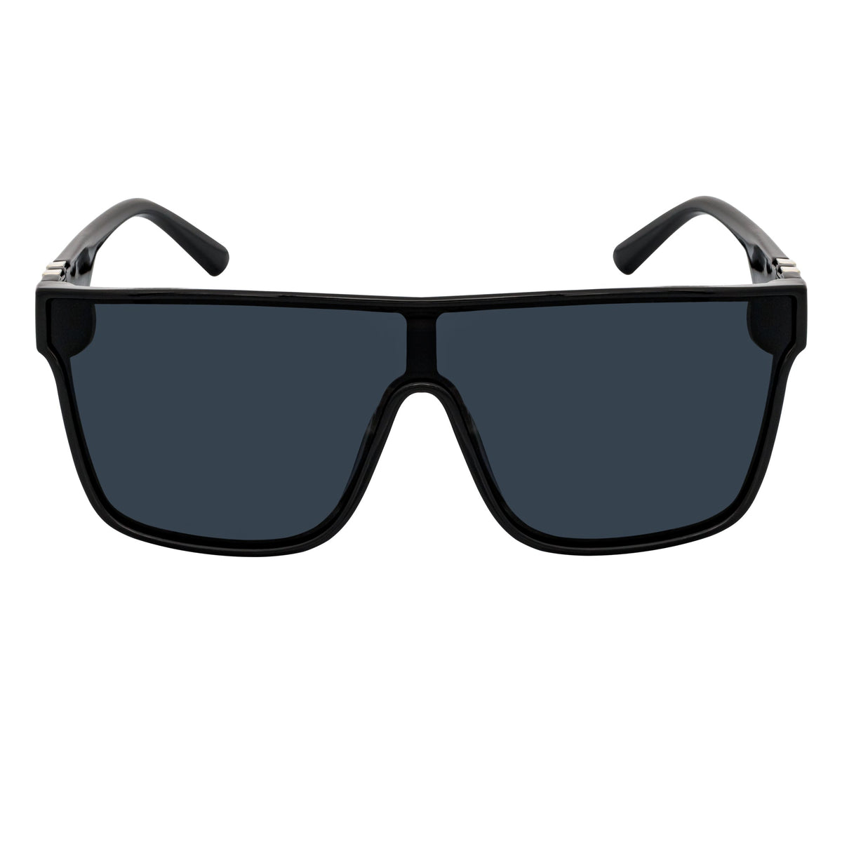SYFY - Futuristic Square Flat Top Shield Sunglasses Black Smoke Lens