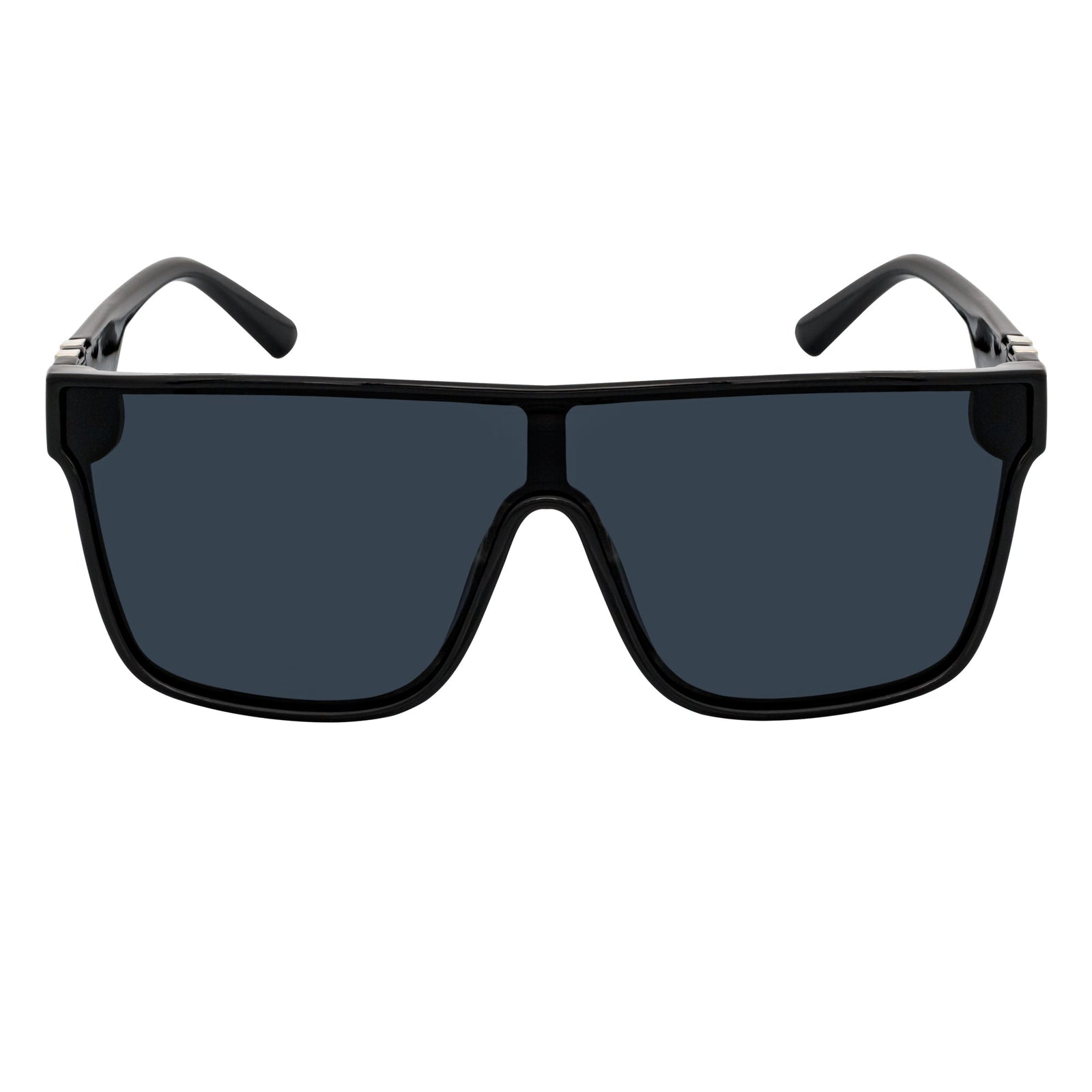 SYFY - Futuristic Square Flat Top Shield Sunglasses Black Smoke Lens
