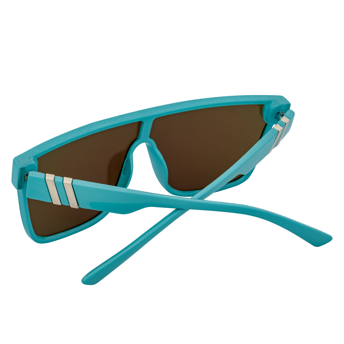 SYFY - Futuristic Square Flat Top Shield Sunglasses Light Blue Blue Mirror