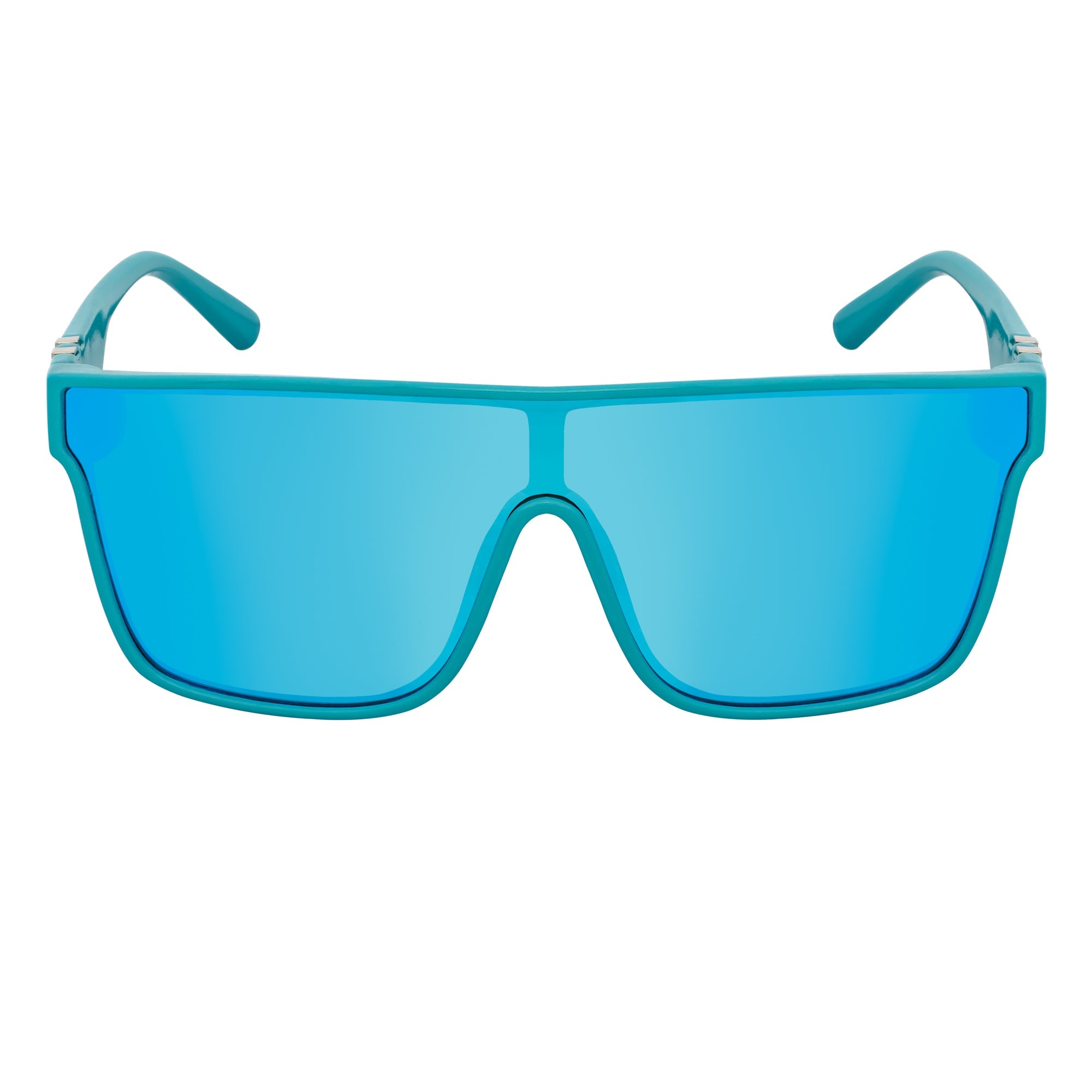 SYFY - Futuristic Square Flat Top Shield Sunglasses Light Blue Blue Mirror