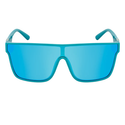 SYFY - Futuristic Square Flat Top Shield Sunglasses Light Blue Blue Mirror