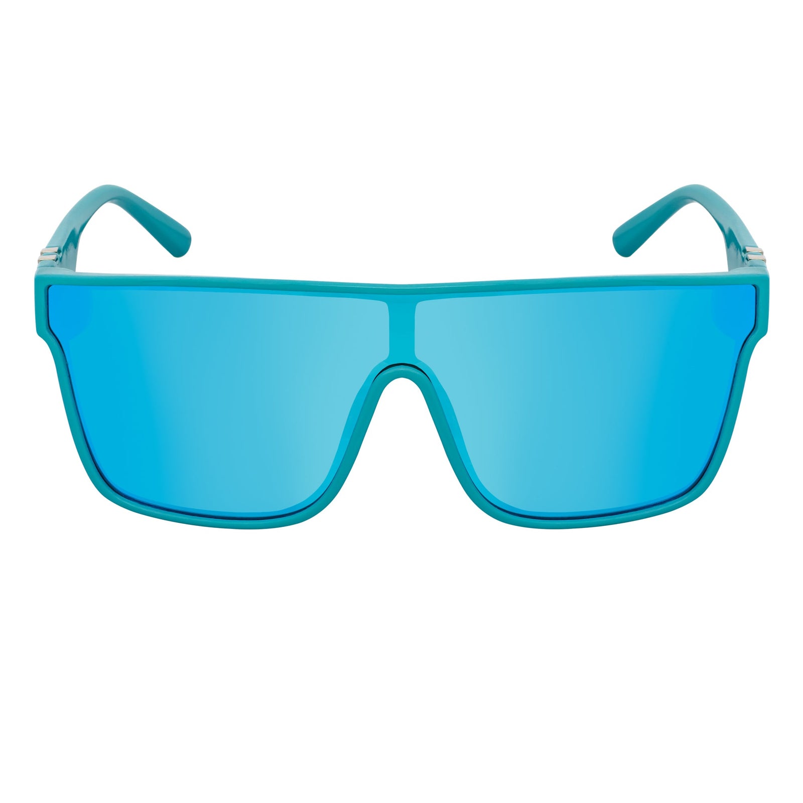 SYFY - Futuristic Square Flat Top Shield Sunglasses Light Blue Blue Mirror
