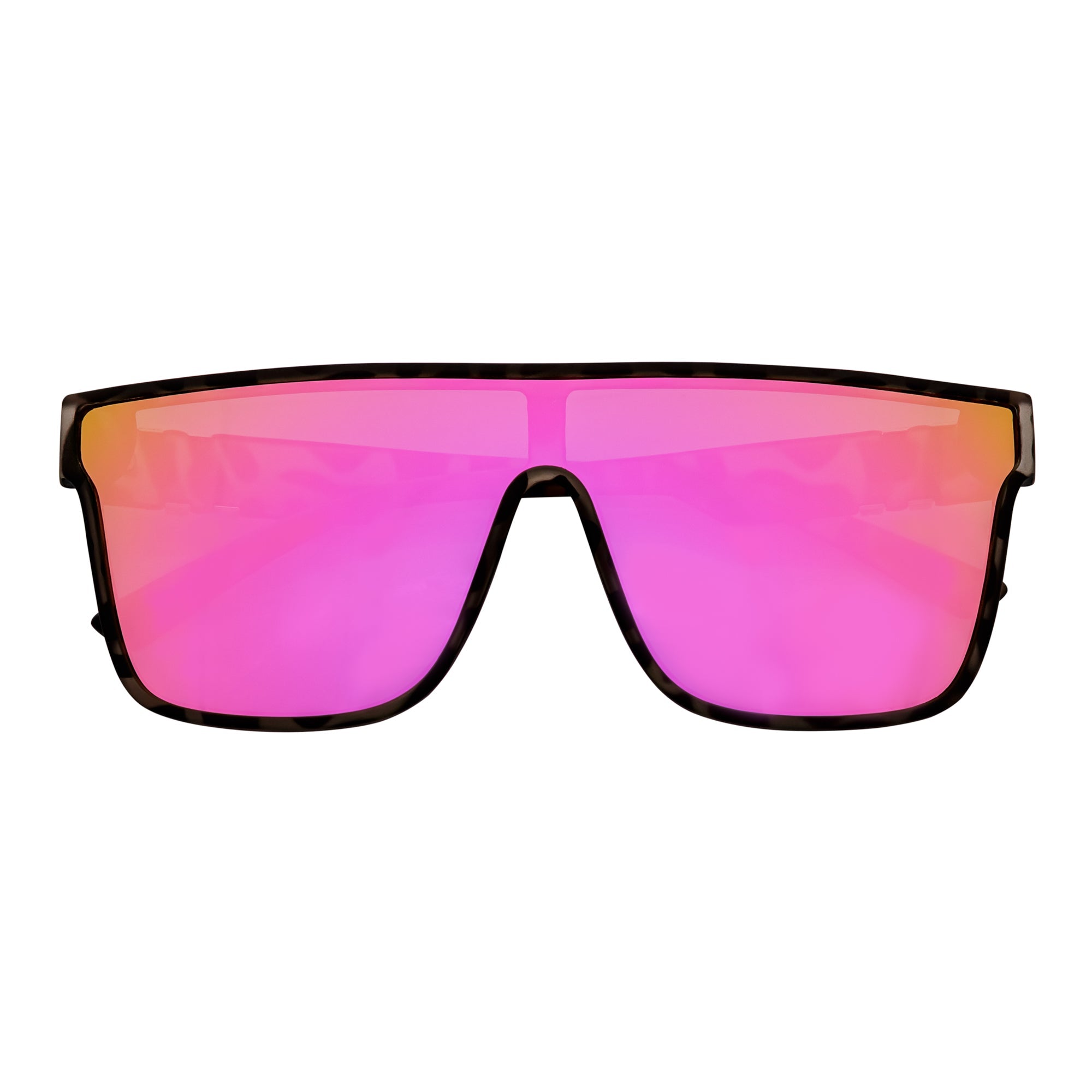 SYFY - Futuristic Square Flat Top Shield Sunglasses Tortoise Pink Mirror