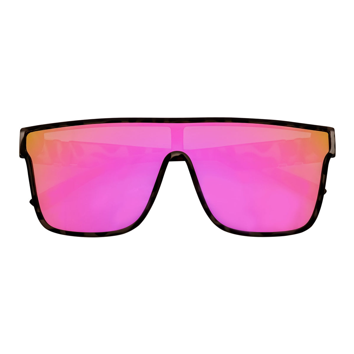 SYFY - Futuristic Square Flat Top Shield Sunglasses Tortoise Pink Mirror