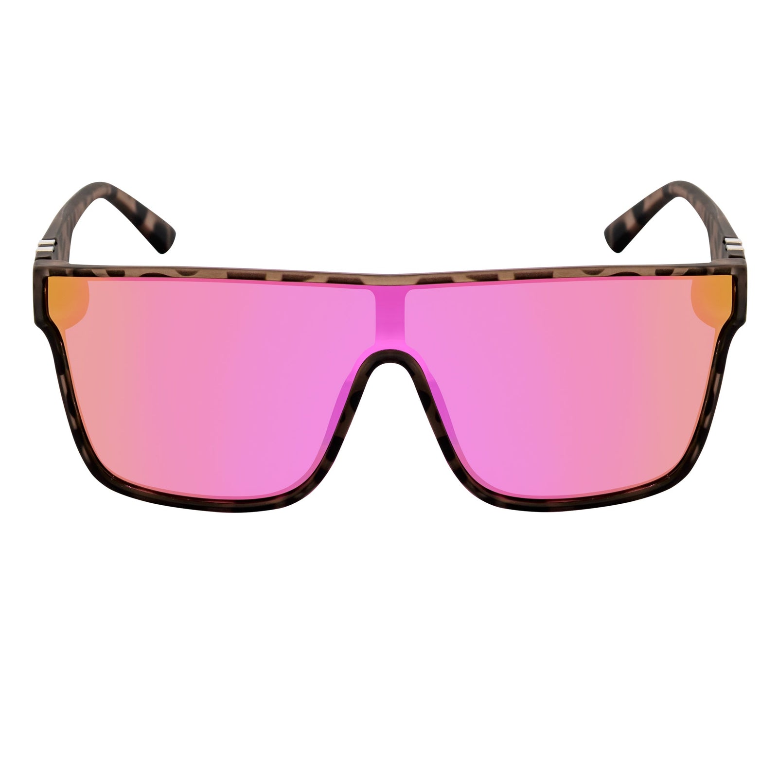 SYFY - Futuristic Square Flat Top Shield Sunglasses Tortoise Pink Mirror