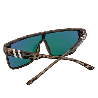 SYFY - Futuristic Square Flat Top Shield Sunglasses Tortoise Pink Mirror