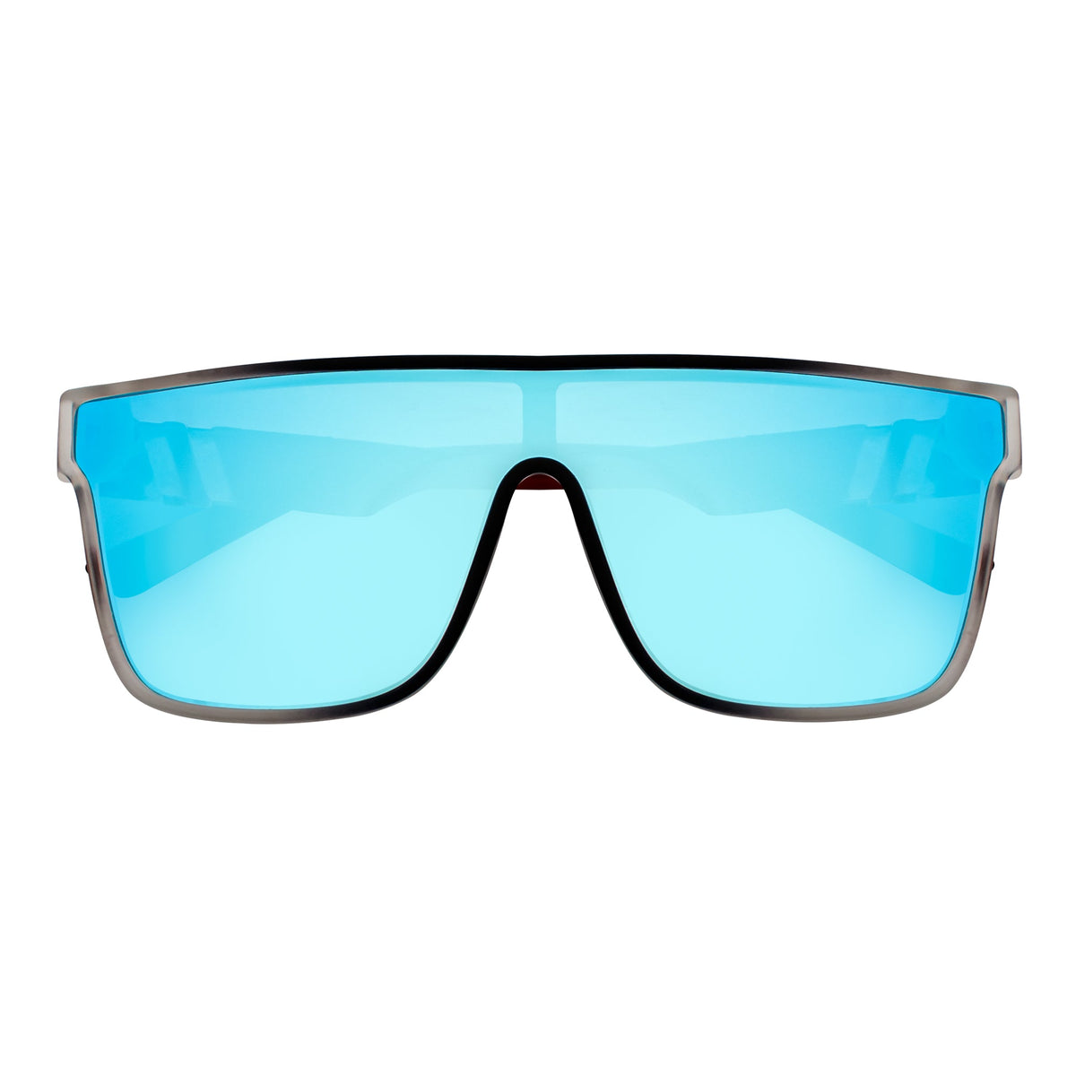 SYFY - Futuristic Square Flat Top Shield Sunglasses USA Flag Blue Mirror