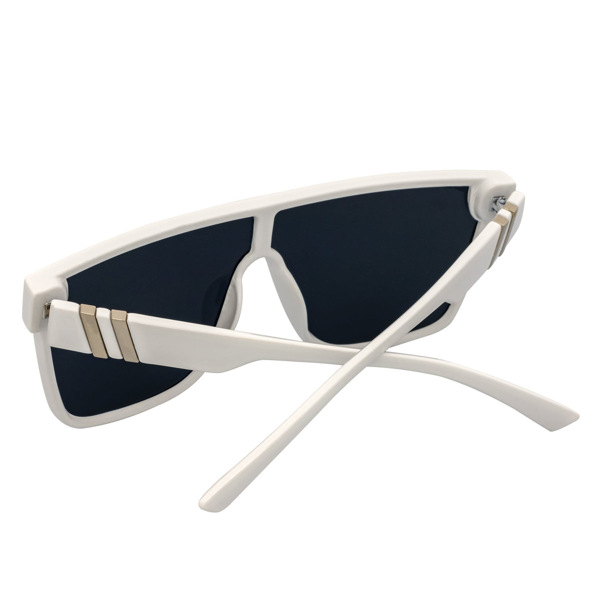 SYFY - Futuristic Square Flat Top Shield Sunglasses White Smoke