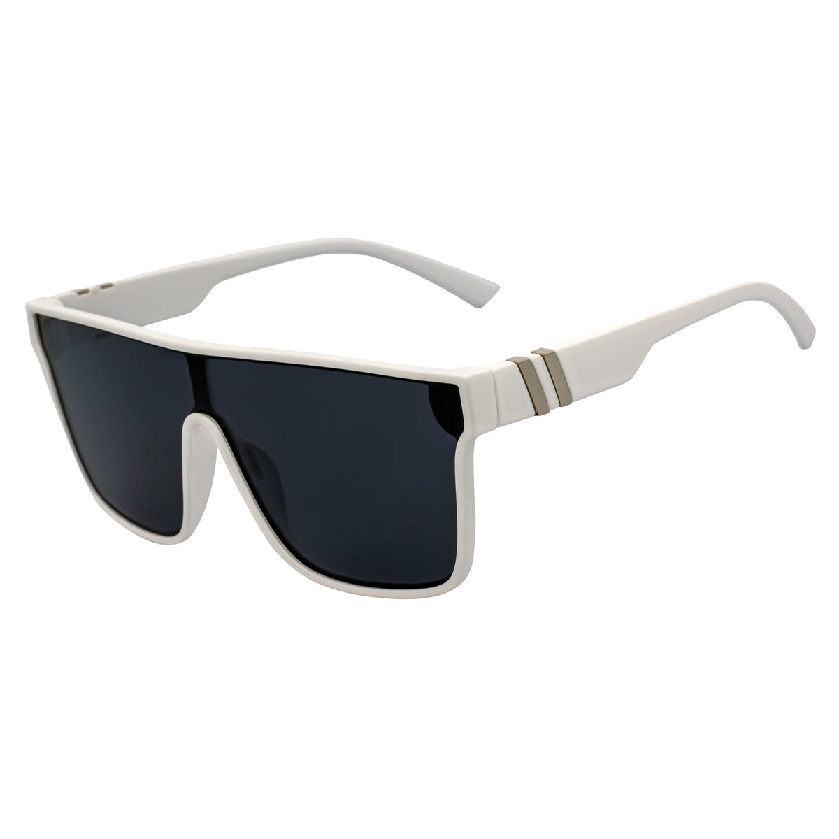 SYFY - Futuristic Square Flat Top Shield Sunglasses White Smoke