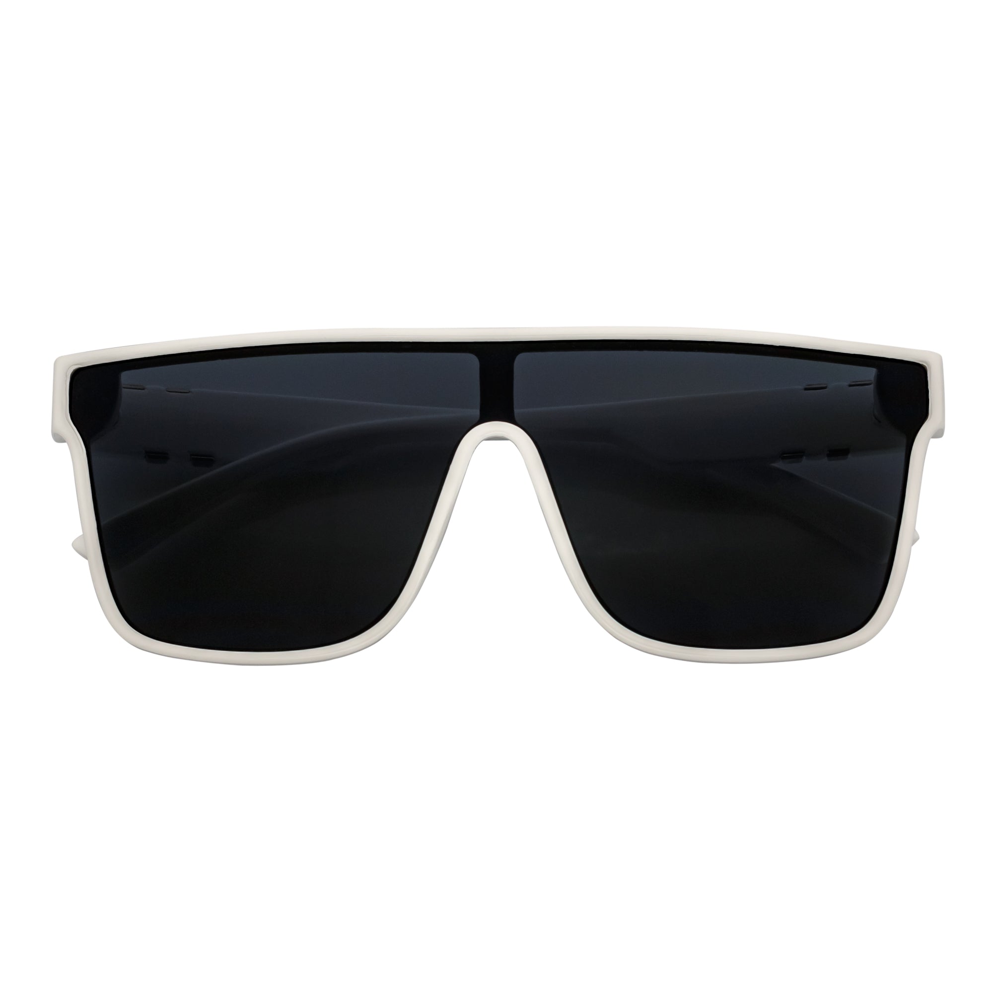 SYFY - Futuristic Square Flat Top Shield Sunglasses White Smoke