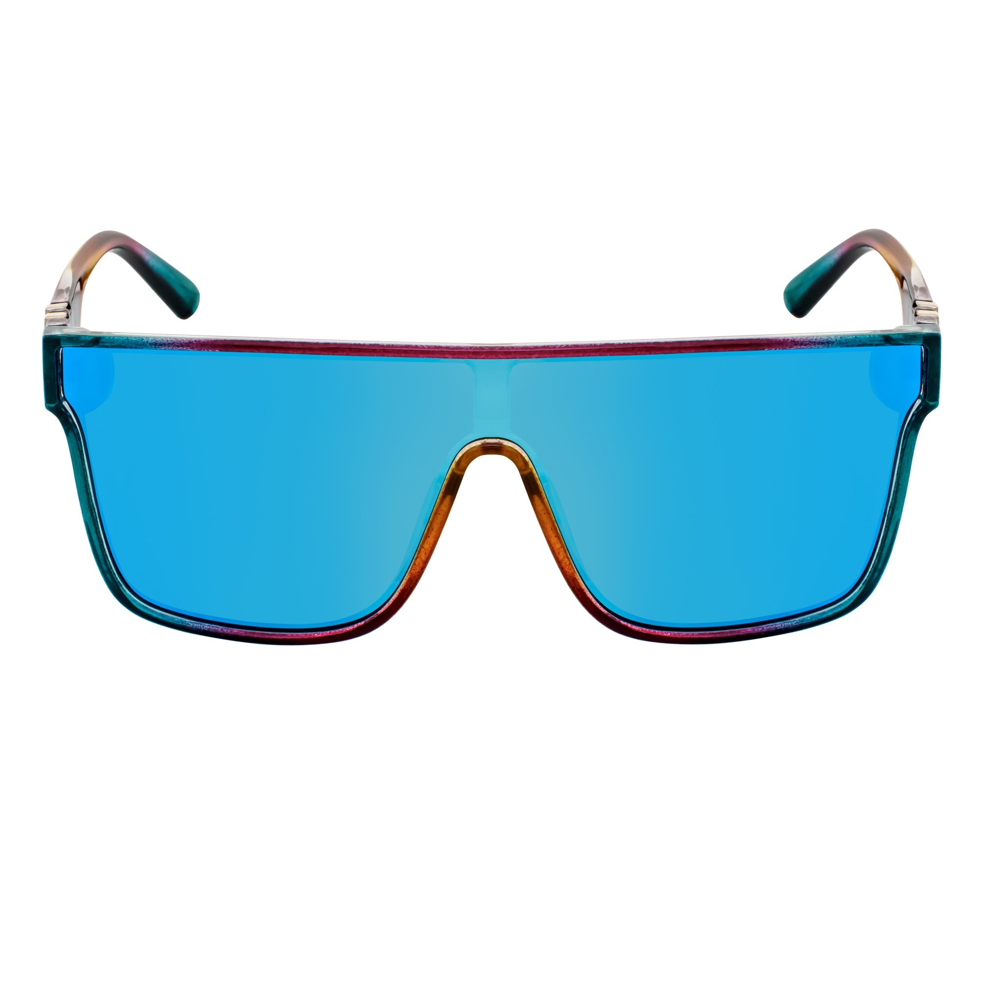 SYFY - Futuristic Square Shield Sunglasses Multi Candy Blue Mirror