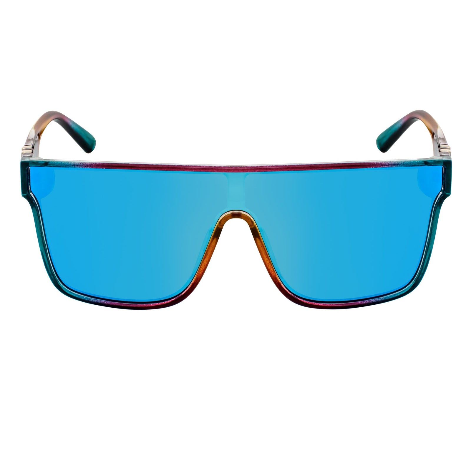 SYFY - Futuristic Square Shield Sunglasses Multi Candy Blue Mirror
