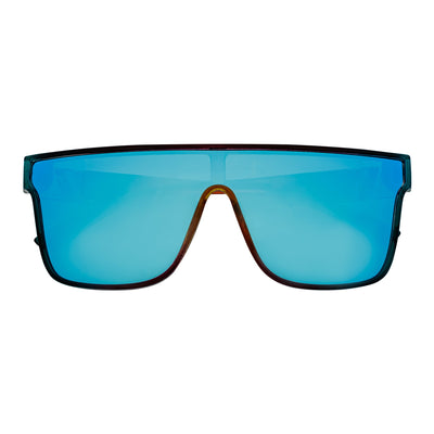 SYFY - Futuristic Square Shield Sunglasses Multi Candy Blue Mirror