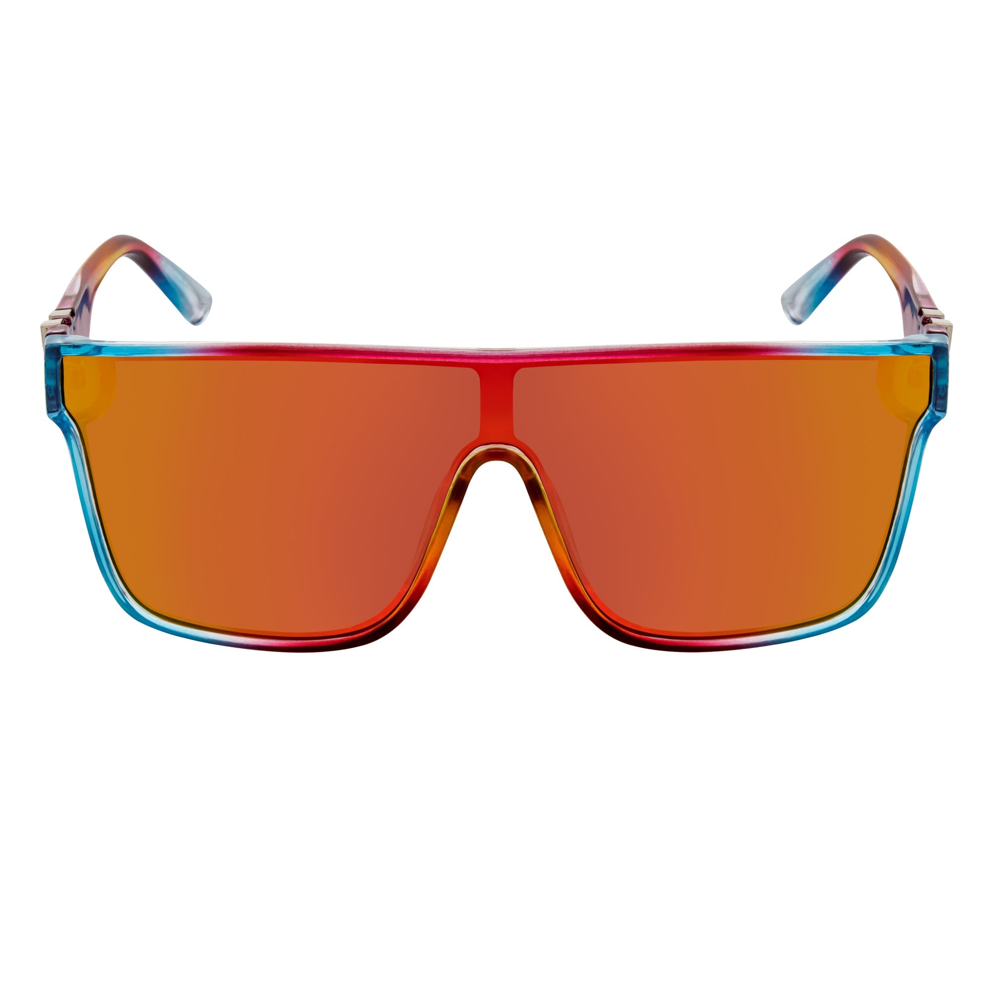 SYFY - Futuristic Square Shield Sunglasses Multi Candy Orange Mirror