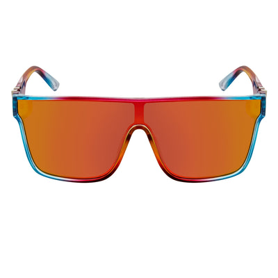 SYFY - Futuristic Square Shield Sunglasses Multi Candy Orange Mirror
