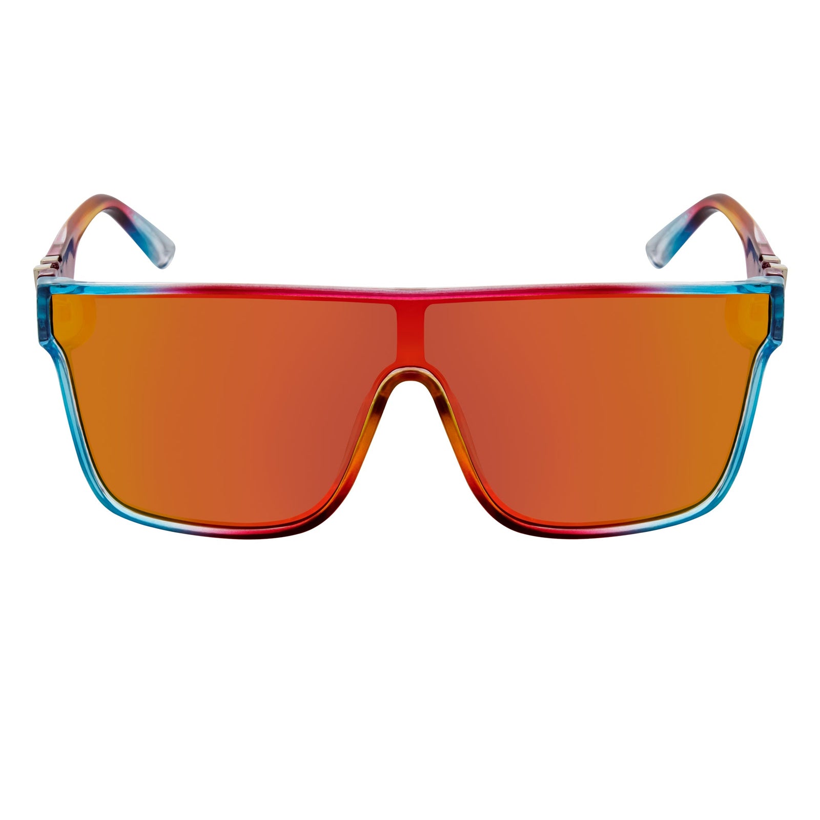SYFY - Futuristic Square Shield Sunglasses Multi Candy Orange Mirror