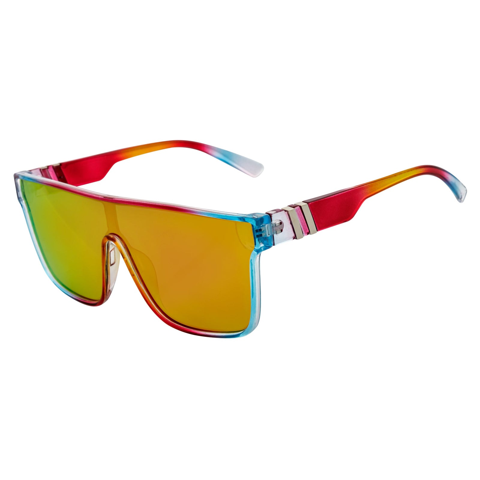 SYFY - Futuristic Square Shield Sunglasses Multi Candy Orange Mirror