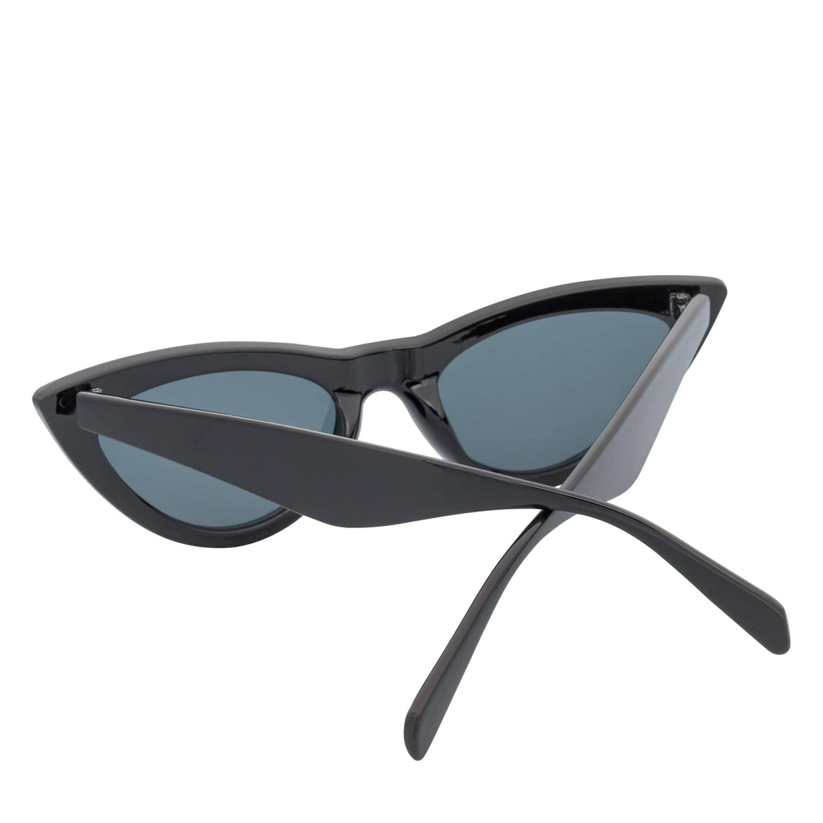 TABBY - High Pointed Retro Small Cat Eye Sunglasses Black Smoke Tint