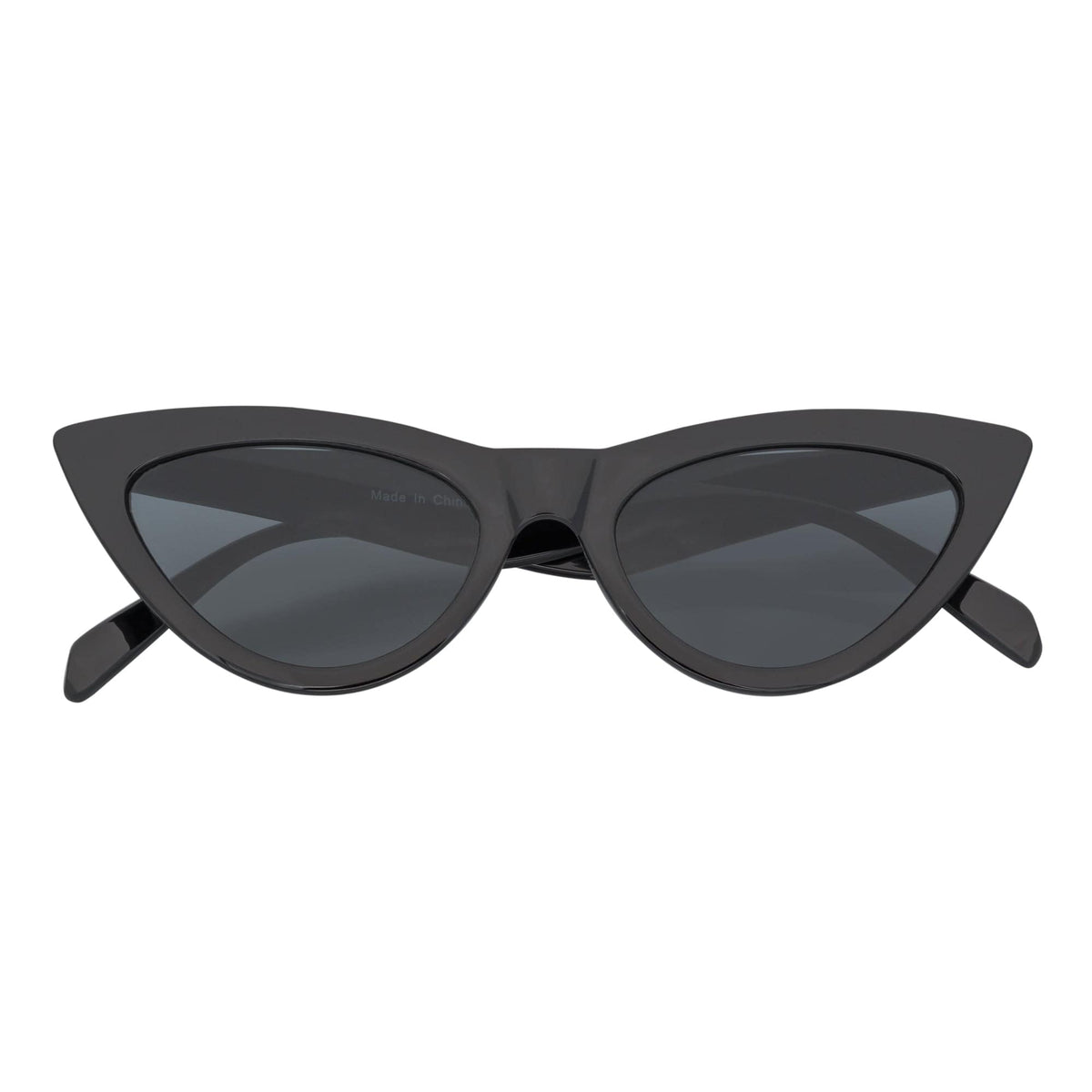 TABBY - High Pointed Retro Small Cat Eye Sunglasses Black Smoke Tint