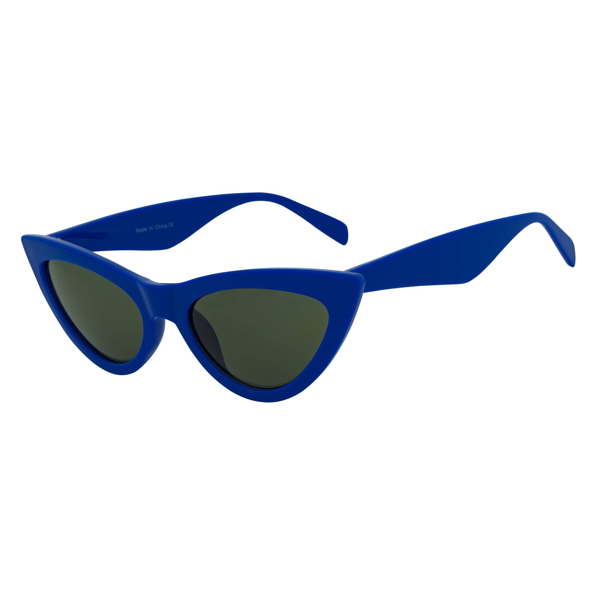 TABBY - High Pointed Retro Small Cat Eye Sunglasses Blue Green Tint