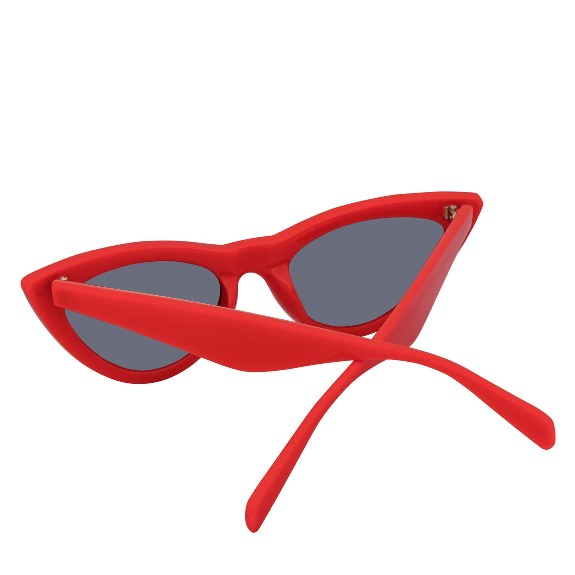 TABBY - High Pointed Retro Small Cat Eye Sunglasses Red Smoke Tint