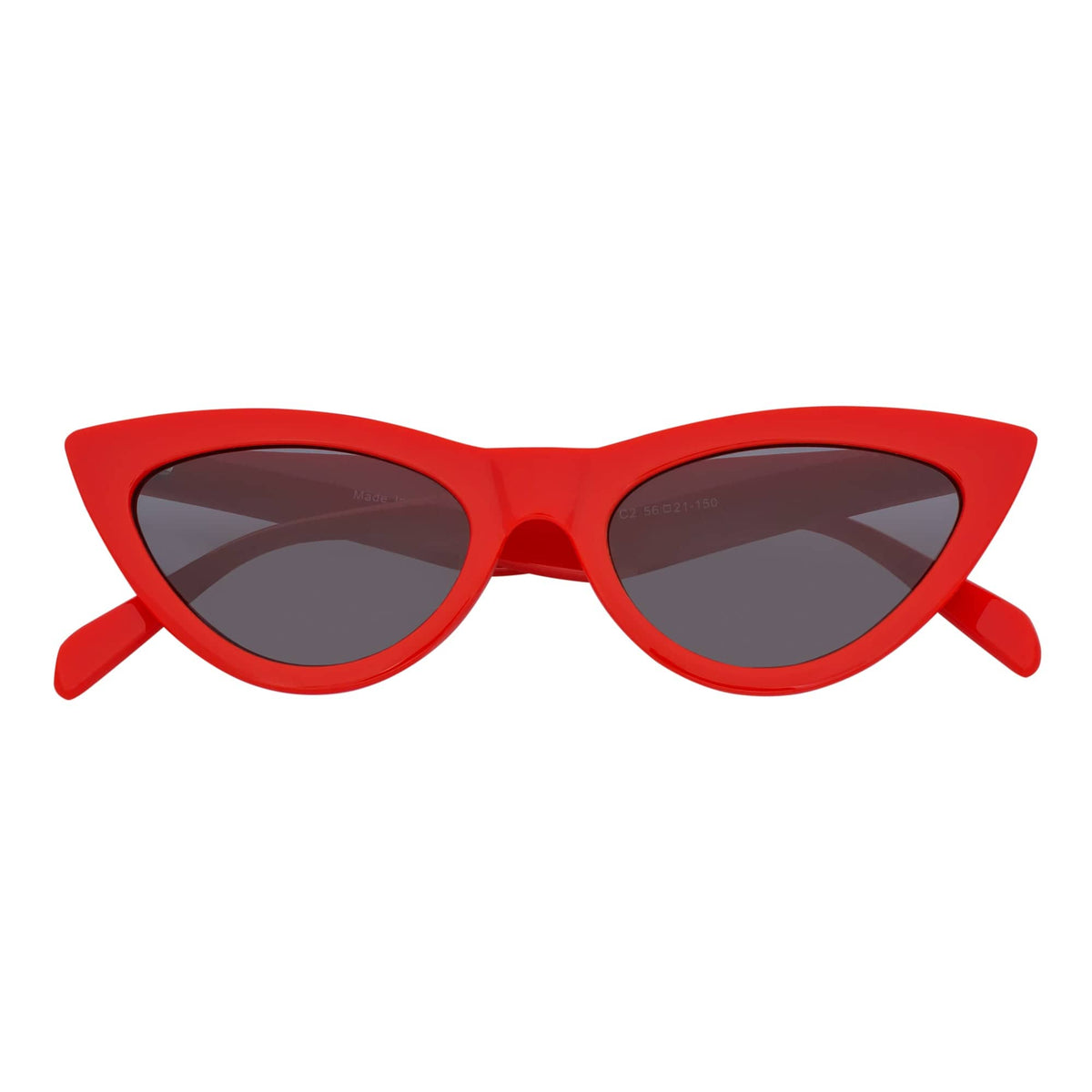 TABBY - High Pointed Retro Small Cat Eye Sunglasses Red Smoke Tint
