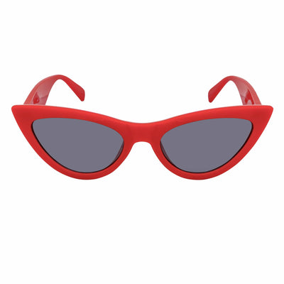 TABBY - High Pointed Retro Small Cat Eye Sunglasses Red Smoke Tint