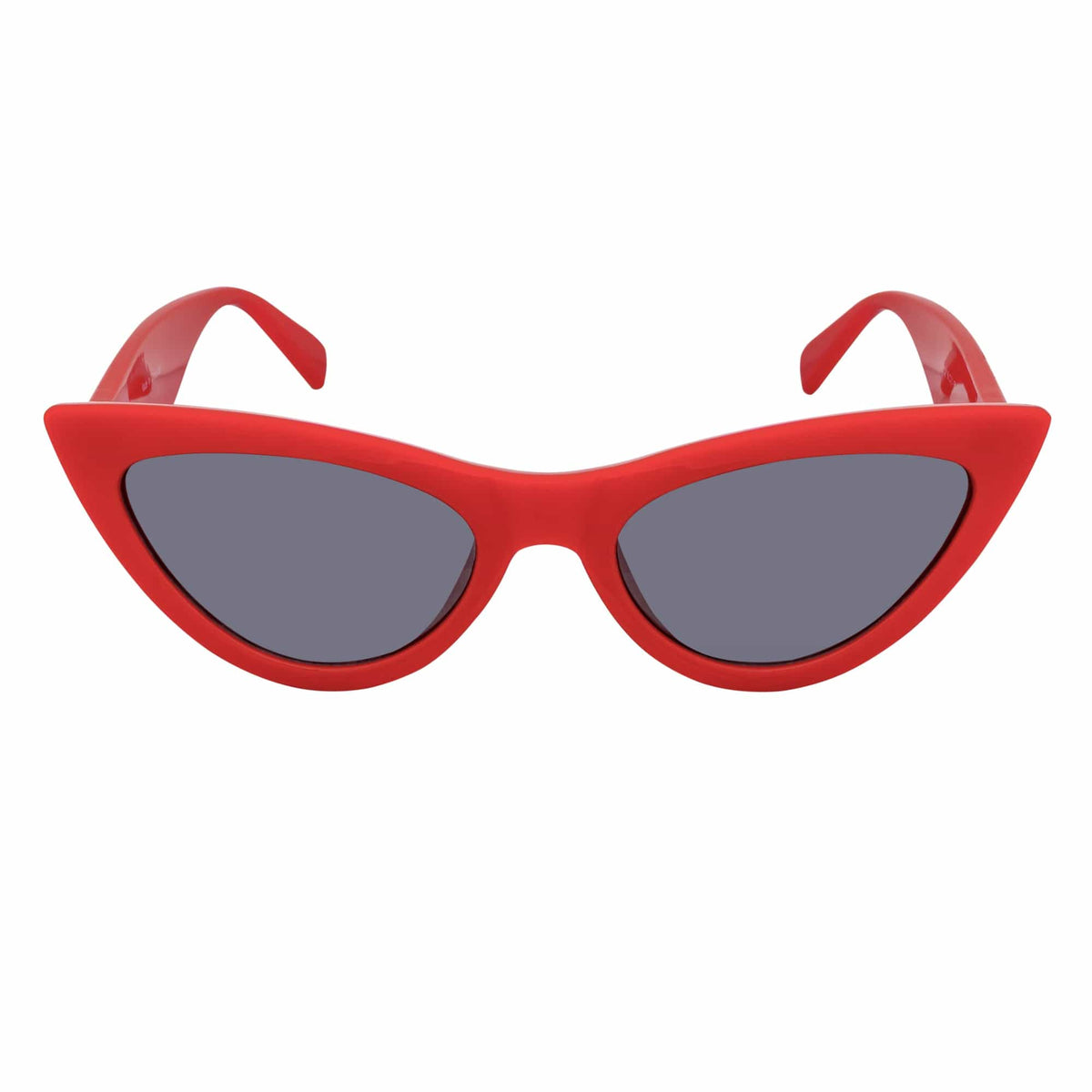 TABBY - High Pointed Retro Small Cat Eye Sunglasses Red Smoke Tint
