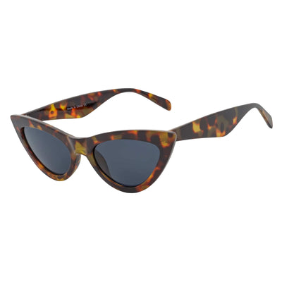 TABBY - High Pointed Retro Small Cat Eye Sunglasses Tortoise Smoke Lens